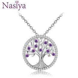 Tree Of Life Platinum Necklaces Pendants With Spinel Stones Silver Jewellery Necklace Women Top Brand Wedding Gift