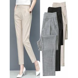 Women's Pants & Capris High Quality Women Trousers Plus Size Thin Office Lady Work Wear Pant Casual Elastic Waist Harem Female Suit W1894