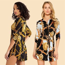 Black White Chain Print Tunic Shirt Blouse Women's New Spring Autumn Office Lady Women Blouses Tops Blusas Femme S-6XL 210317