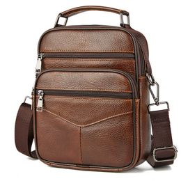 Handbag Men Genuine Leather Small Male Fashion Shoulder High Quality Cowhide Crossbody Briefcase Tote