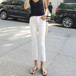 Streamgirl White Jeans For Women Skinny Autumn Denim Pants s Straight Black Woman High Waist Ankle 210720
