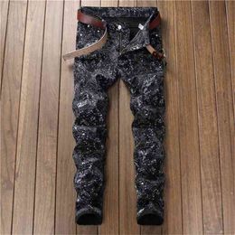 Fashion AUTUMN Spring Hole Jeans Men's Ripped Skinny Biker Destroyed Denim Trousers 210716