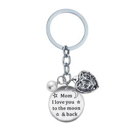 I Love You To The Moon &back Cabochon Glass Tibet Silver Keychain Keyring 