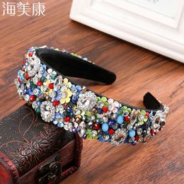 Haimeikang Handmade Wedding Hair AccessoriesLuxury Charm Baroque Sequins Bead Crown Tiara Hair Bands Crystal Headband X0722