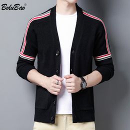 BOLUBAO Brand Men's Cardigan Sweater Stripe Comfortable Warm Men Fashion Wool Blend Sweater Male Wild Casual Slim Sweaters 210518