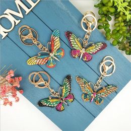 Rhinestone Butterfly Personality Keychain Bling Cute Women Crystal Insect Charm Pendant Handbag Accessories Key Ring