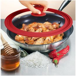 28-30-32cm with Wok Lids Cover for Frying Round Lid Silicone Glass Pan Covers 210319