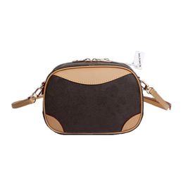 Brown letter flower camera Shoulder Bags Round bag Genuine Leather purse wallet mini handbag frame luxury Cell Phone Pocket