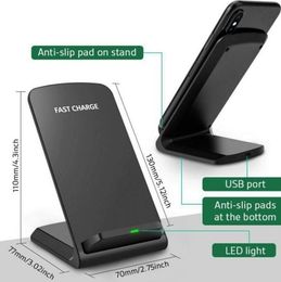 10W Wireless Charger QI Standard Holder Fast Charging Dock Station Phone Chargers For iPhone 12 SE2 X XS MAX XR 11 Pro 8 Samsung S21 S20 S10 S9