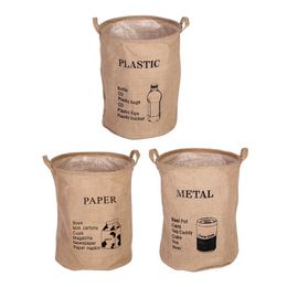 Storage Baskets Large Jute Waterproof Basket Garbage Sorting Cloth Box Bathroom Dirty Clothes Bucket