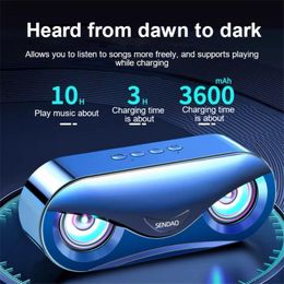 M6 Bluetooth-compatible Speaker LED Flash Wireless Loudspeaker FM Radio Alarm Clock TF Card For Home Travel Office