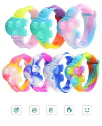 Braccialetti mannali arcobaleno Braccialetti puzzle Decompressione giocattoli Push Finger Bubble Silicone Bracciale giocattolo