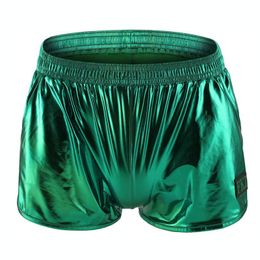 Underpants Boxers Underwear Nylon Sexy Men PU Faux Leather Shorts Sheathy Cool Male Gay Trunks