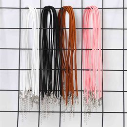 10PCS Fashion Jewellery Solid Colour Faux Suede Leather Cord String Rope Necklace Thread Choker Necklace DIY Jewellery Accessories Y0309