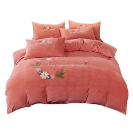 velvet quilted Canada - Comforters & Sets Milk Velvet Double-sided Quilt Cover + Core Home Luxury Printed Quilted Autumn Winter Dormitory Blanket Bedding Comforter