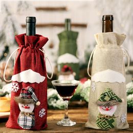 Christmas Wine Bottle Cover Santa Claus Snowman Merry Christmas Decorations for Home Table Decor Navidad 2021 Christmas Ornament