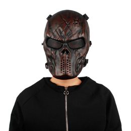 -Maschere tattiche di Halloween militare Airsoft Paintball Full Face Face Skull Scheletro CS Mask Maschera traspirante Antivento Spaventoso Guida per ciclismo