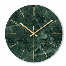 1PC Marble Wall Clock Simple Decorative Creative Nordic Modern Marble Clock Wall Clock for Living Room Kitchen Office Bedroom 210930