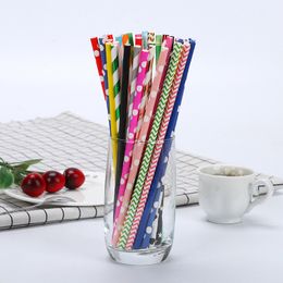 Biodegradable Disposable Paper Straw Environmental Colorful Drinking Straw Wedding Kid Birthday Party Decoration Supply Bar Tool DH5858