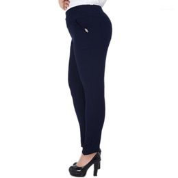 length mm UK - Women's Pants & Capris 2021 Fashion Big Size 6XL For Women Full-length High Elastic Trousers Fat MM Pencil Clothes Female