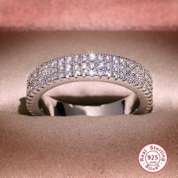 Romantic Promise Ring 925 Sterling Silver Dazzling Pave AAAAA Cz Wedding Band Rings for Women Bridal Statement Jewelry Gift X0715