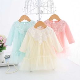 born Baby Girl Dress Lace Cute Party Long Sleeve Infant wear clothes 2139BB 210610