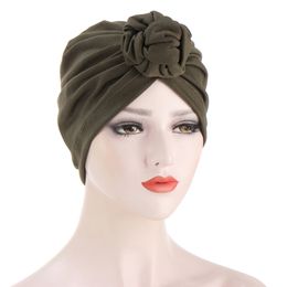 New Muslim women turban hijab caps Solid Colour Headscarf Bonnet Islamic Scarf Turban Bonnet Ladies African Wrap Head Scarves
