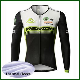 Pro Team MERIDA Cycling Jersey Mens Thermal Fleece Long Sleeve Mountain Bike Shirt Road Bicycle Tops Sports Uniform Racing Clothing Outdoor Sportswear Y21050603