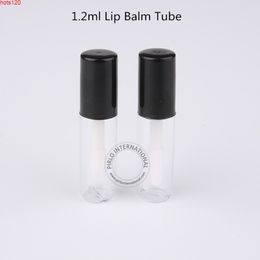 500pcs/Lot Wholesale Plastic 1.2ml Lipstick Tube Gloss Balm Lip Women Makeup Tools Container with Black Lid Refillablehood qty