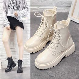 Soft Leather Nude Boots Women's British Style Autumn and Winter Casual Women's Shoes Short Boots Women Fashion 210611