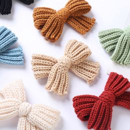 Soft Wool Hair Clips Polychromatic Western Style Hair Accessories Cute Bow Children's Hair Clips Simple All-match Knit Hairpins
