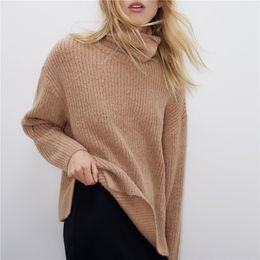 BLSQR Women Autumn Winter Turtleneck Sweater Streetwear Cozy Knitted Warm Female Pullover Oversized 210430