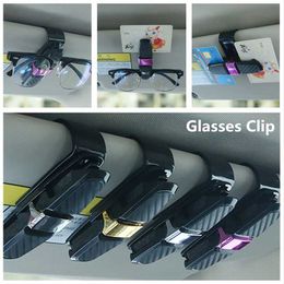 Other Interior Accessories Car Glasses Clips Carbon Fiber Card Pen Holder 180 Degree Rotate Dual Side Sun Visor Multi Vehicle Cars