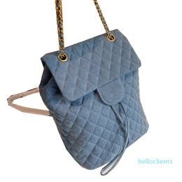 Classic Mini Flap Backpack Bags Blue Large Capacity Quilted Matelasse Gold Metal Hardware Crossbody Shoulder Luggage Luxury