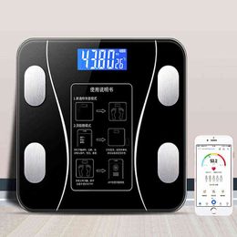 Weighing Scale Bluetooth-compatible Body Fat Escamas Smart Electronic BMI Composition Analyzer Fashion Precision Bathroom Black H1229