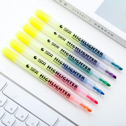 Highlighters 2Colos Colorful Twin Tips Highlighter Maker Pens Student's Diy Drawing Art Marker Watercolour Pen School Office Supplies
