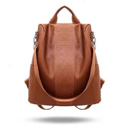 HBP Non- Large capacity anti theft Korean backpack PU simple casual soft leather women's bag sport.0018