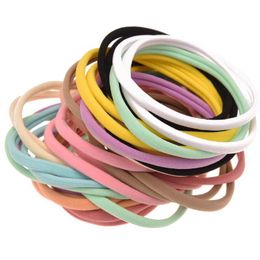 2021 Soft Nylon Elastic Hair Bands Candy Color Scrunchie Hair Tie Ring Rope Girls' Ponytail Holder Gum For Hair Accessories girls Headband