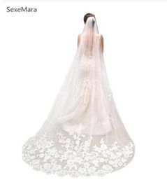 Cheap Bridal Veil for Romantic Wedding Party One Tier Cathedral Length 3M White Ivory Wedding Veil with Comb X0726