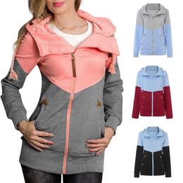 Women's Hoodies & Sweatshirts Packwork Zipper Up Sweatshirt Velvet Autumn Winter Jacket Clothes Oversize Women Plus Size Casual Pockets Pull