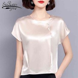 Fashion Woman Blouses Chiffon Blouse Shirt Women Summer Tops Solid Silk Plus Size 3XL 4XL Chiffon Shirt Women Blusa 0425 40 210323