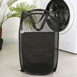 Empty Mesh Laundry Hamper baskets with Handles Collapsible for Storage bag Folding Clothes Hampers