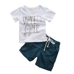 Summer Children's Clothing Boys Sets Fashion Baby Boy Clothes Set otton Short Sleeve Tops+Shorts Kids Clothes 2-7 Years X0802