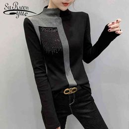Blusas Mujer De Moda Korean Slim Long Sleeve Shirt Women Fashion Office Lady Tops Casual O-neck Diamond 7840 50 210521
