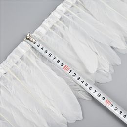 White Goose Feather Trim 2-10 yards Geese Feather Ribbon/13-18cm Fringe Goose Feathers Plumes Cloth Belt Decorative 26 Colour