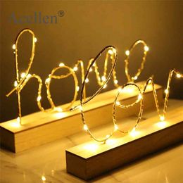 Home Decor Figurines Ornaments LED Lamp Light LOVE Letters Living Room Bedroom Layout Decoration Valentine's Birthday Gift 210924