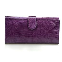 Women Pattern Crocodile Leather Trifold Long Patent Purse Zipper Coin Bag Wallets