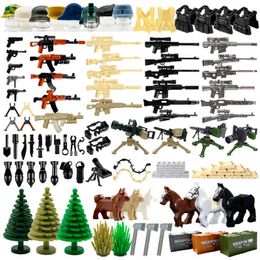 WW2 Military Weapon Building Blocks Pack MOC Army Accessories lots Soldier Figures Gun City Police SWAT Team Dogs Toys For Boys Y1130