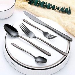 kit set homes Canada - Dinnerware Set Black Silverware Cutlery Stainless Steel Luxury Flatware Home Fruit Fork Spoon Knife Kitchen Dinner Kit Sets