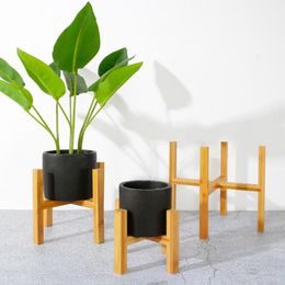 Planter Pot Rack Free Standing Flower Tray Bonsai Bamboo Holder Indoor Display Plant Stand Shelf Home Garden Decor Planters & Pots